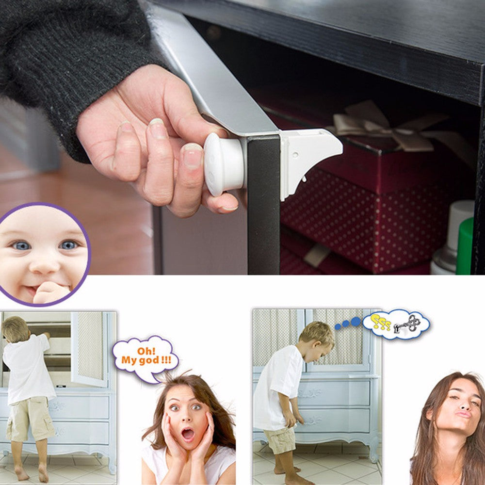 4pcs Invisible Baby Safety Magnetic Cabinet Lock Child Proof Cupboards Drawers