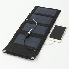 Foldable USB Solar Power Bank for Outdoor Travelers.