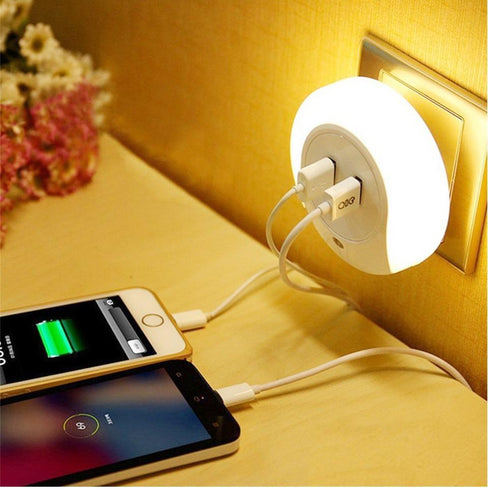 2 USB Charging Sockets with Night Light